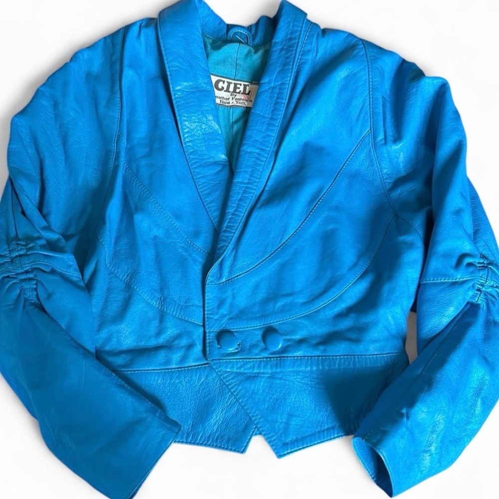 80’s Ciel Women's Blue Leather Jacket